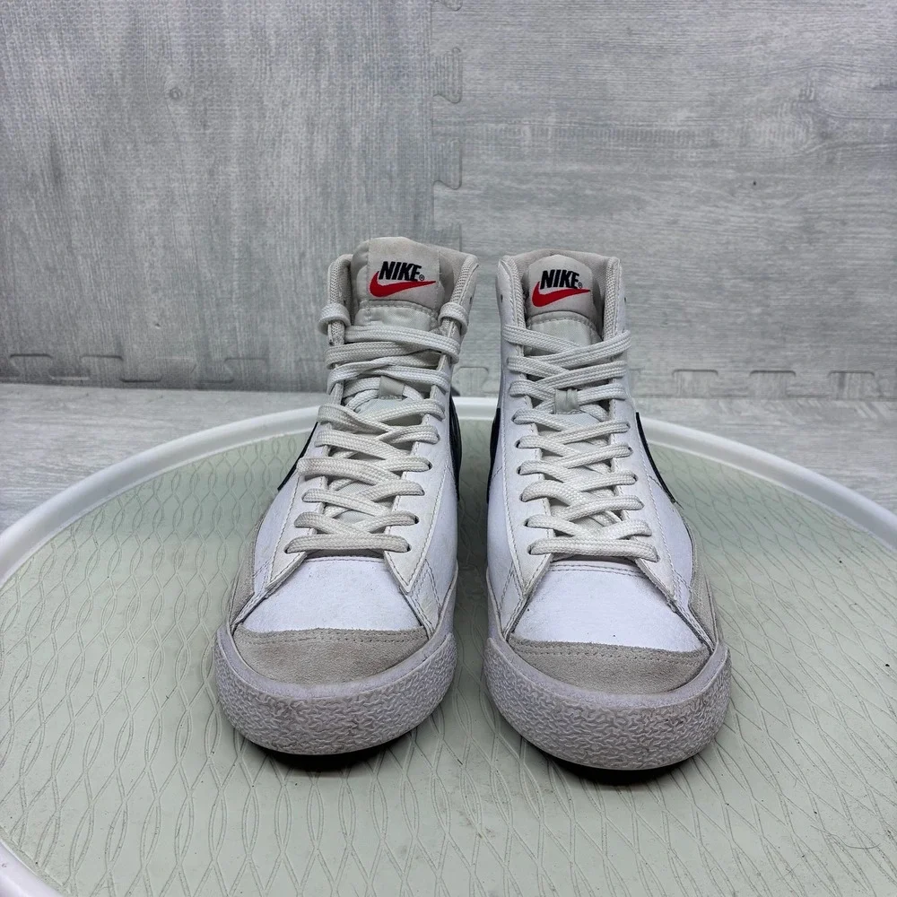 Nike Blazer Mid '77 GS White Leather Hi-Top Sneakers Youth 6Y DA4086-100